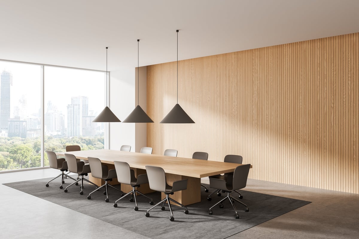 Interior de sala de juntas corporativa
